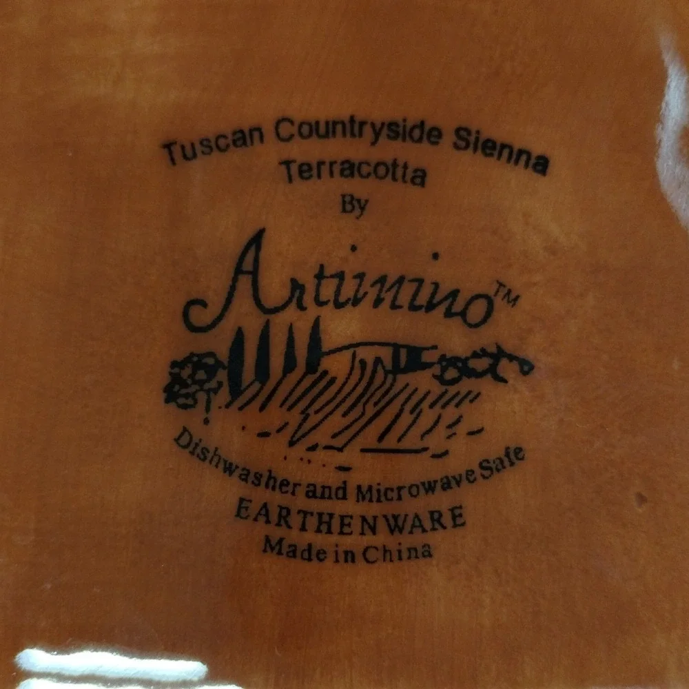 Artimino Siena Tuscan Square Plates Set of 2 Italy‎ Hand Painted Rope Rim